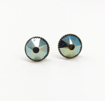 Khaki Crystal - Black Jack Studs
